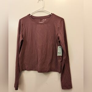 FLX  Purple Brows Fitted Crop Long Sleeve Tee